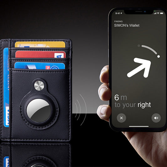 SLEEK AIRTAG WALLET - Anti Theft Bullet Card Bag Multi-functional Rfid Card Holder Men's Leather Slim Wallets